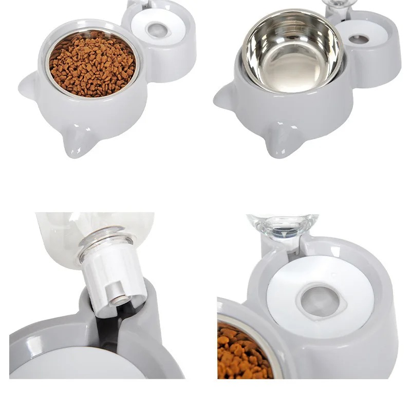 New 2-in-1 Dispenser Automatic Water Storage Dog Cat Bowl Food Container with Pet Waterer Feeder