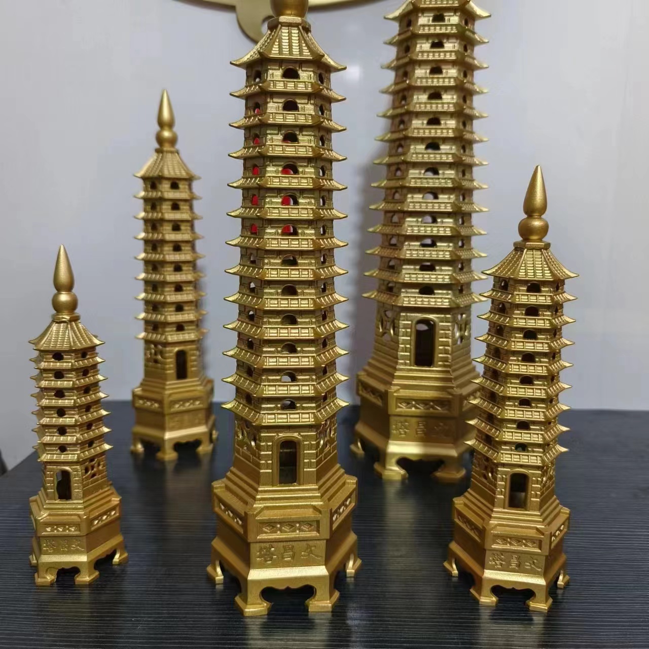 Brass Wenchang Pagoda Decorations Feng Shui Office Desk Study Bronze Decorations 7th Floor 9th Floor 13th Floor