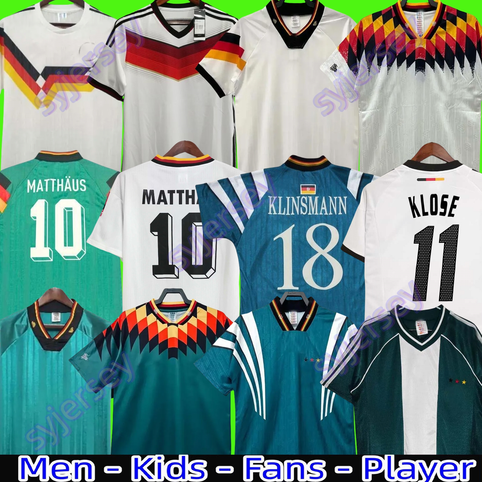 Germanys Vintage Soccer Jerseys 1990 1992 1994 1998 1988 Retro Littbarski BALLACK KLINSMANN Matthias KALKBRENNER 1996 2004 MatthAus HAssler Bierhoff KLOSE shirt