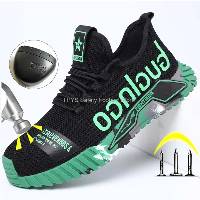 Lightweight Steel Toe Safety Shoes Men Anti-puncture Work Shoes Men Breathable Industrial Shoes Indestructible Work Safety Boots 240702