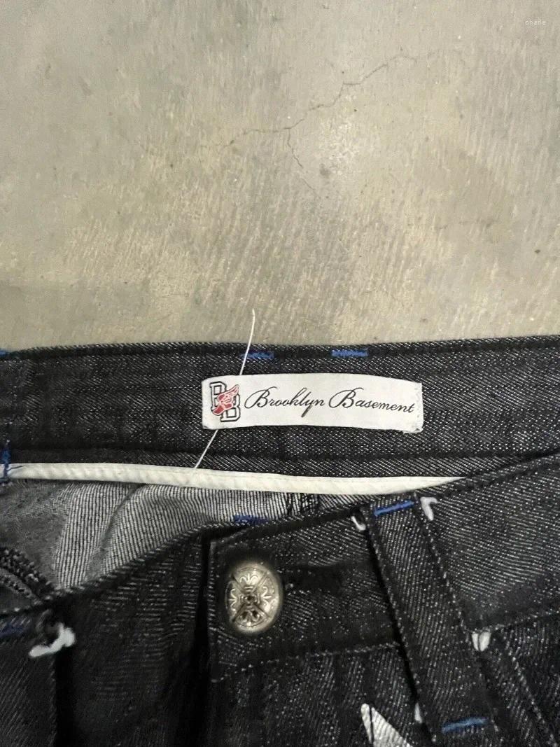 Mens Jeans Retro Y2K Antarctic Style Blue Reflects Brooklyn Basement For Men And Women Harajuku Gothic Denim Trousers Street Wear