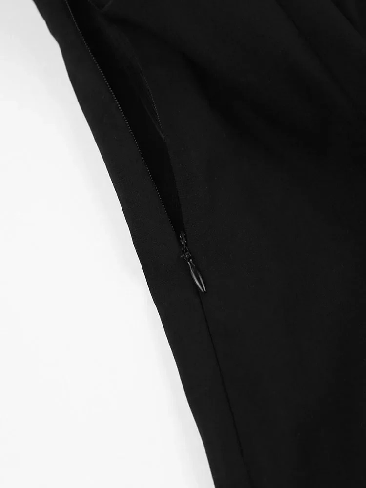 ZBZA Womens Elegant Tight Dress Square Neck Elegant Zipper Urban Womens Hip Wrap Dress Sexy Solid Color Party Long Dress 240701
