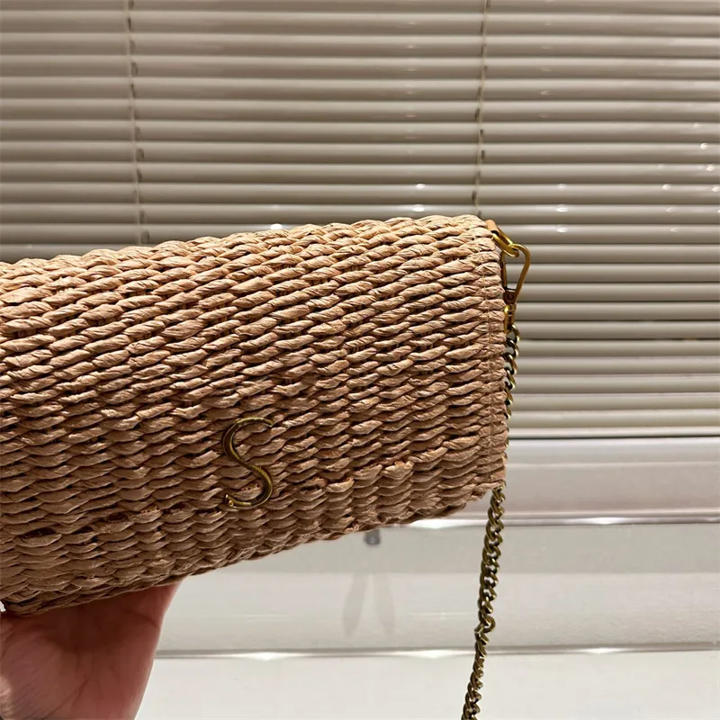 Women Designer Woven Bag Summer Straw Handbag Letter Chain Designers Crossbody Female Shoulder Bags Brand Cross Body Purse 24731BF