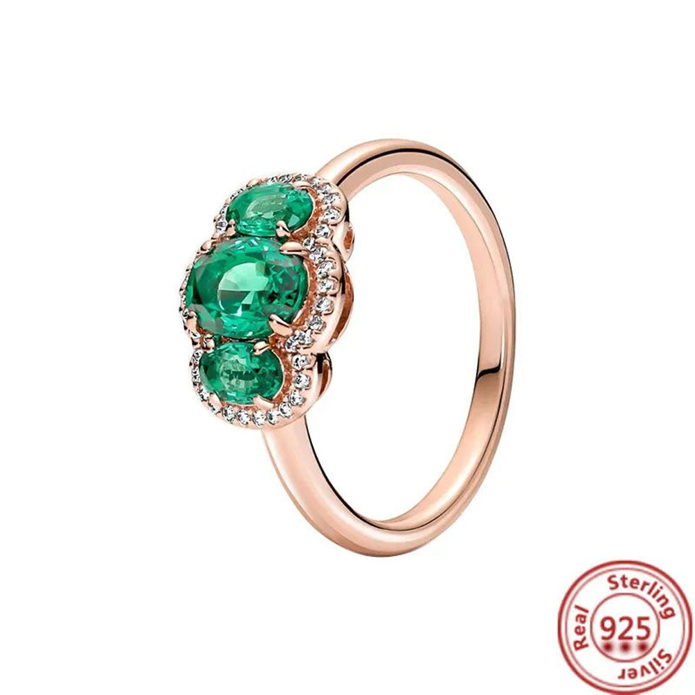 designer new pure sier purple flower transparent heart shining rose gold ring ladies exquisite jewelry gift