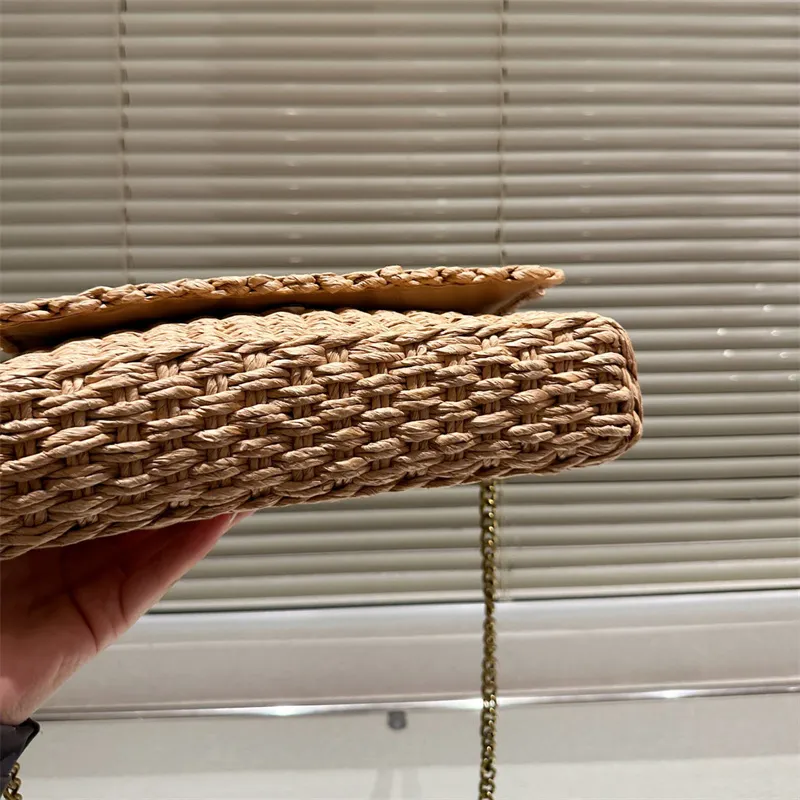 Women Designer Woven Bag Summer Straw Handbag Letter Chain Designers Crossbody Female Shoulder Bags Brand Cross Body Purse 24731BF
