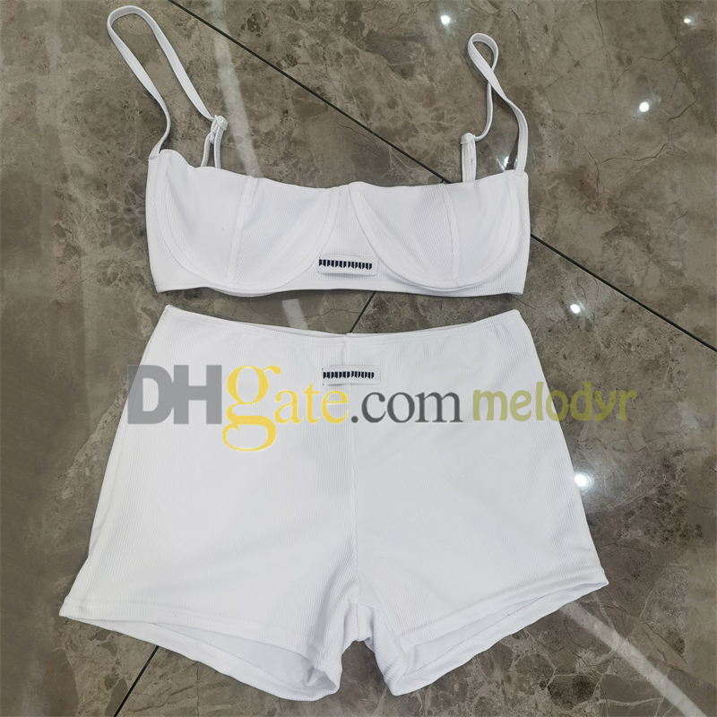 Designer Underwear Set Sexy Push Up Bra with Steel Ring High Elastic Boxer Brief Women Outdoor Quick Dry Split Swimwear Letter Bikinis