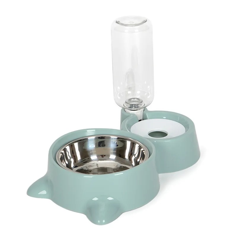 New 2-in-1 Dispenser Automatic Water Storage Dog Cat Bowl Food Container with Pet Waterer Feeder