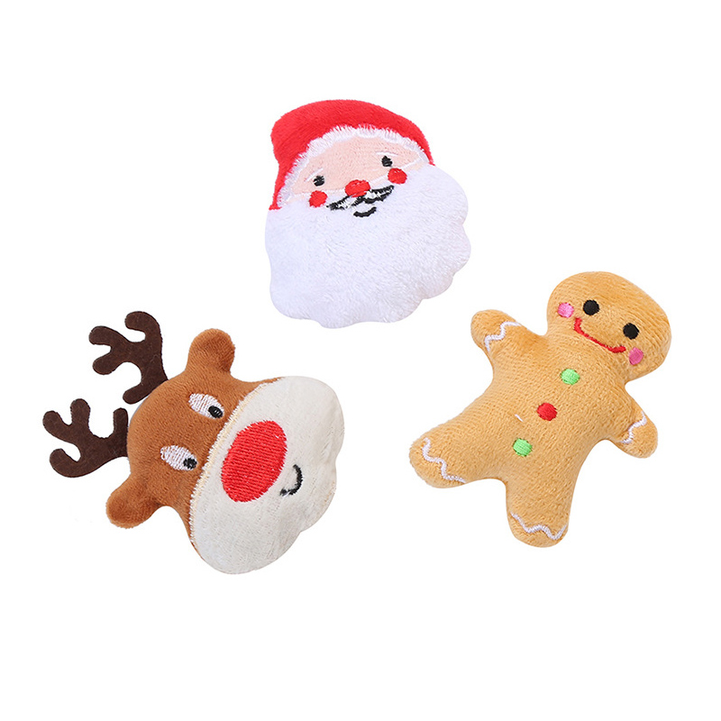 Pet Dog Plush Noise Chewing Toy Santa Elk Gingerbread Man Donut Cat Dog Christmas Series Cartoon Cute Puzzle Supplies