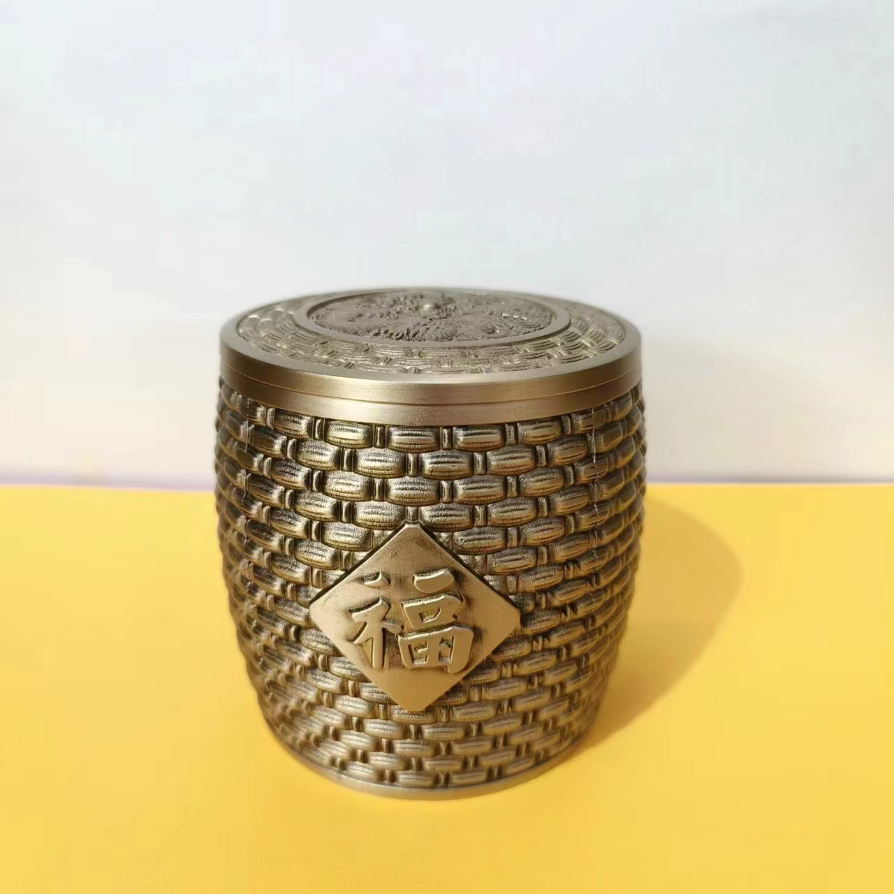 Brass Fuzi tea jar, living room, tea table, tea set decoration, tea ceremony crafts, ornaments, business gifts