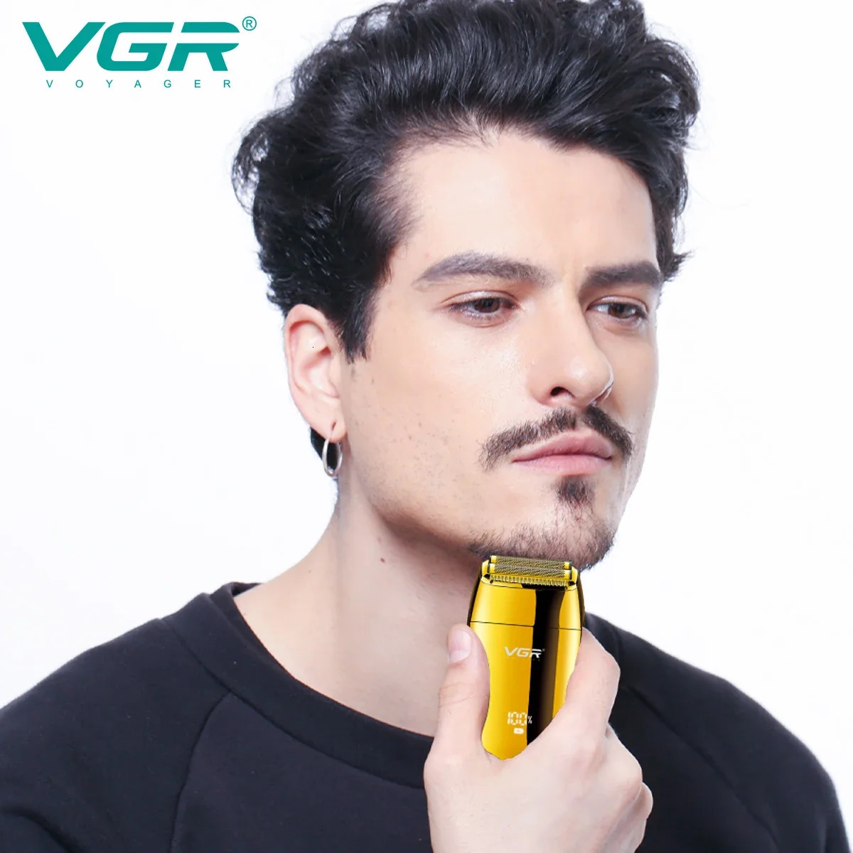 Original VGR beard trimmer professional shaver reciprocating shaver beard trimmer electric digital display trimmer mens 240703