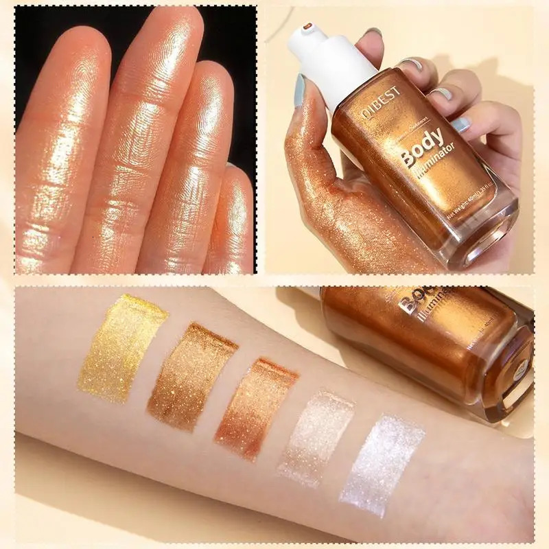 Fashion Body Shimmer Oil High Gloss Glitter Makeup For Face Body Highlight Makeup Moisturizing Waterproof Shimmer Eyeshadow 240705