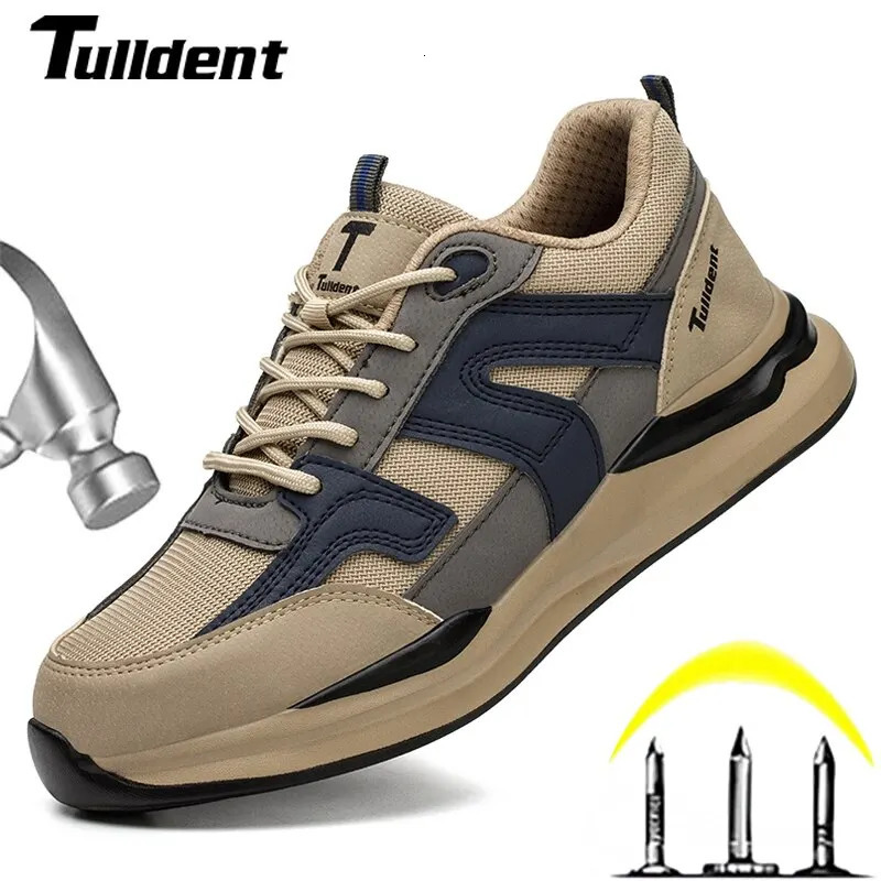 Safety Shoes Men With Steel Toe Cap Anti-smash Men Work Shoes Sneakers Light Puncture-Proof Indestructible Shoes Drop 240702
