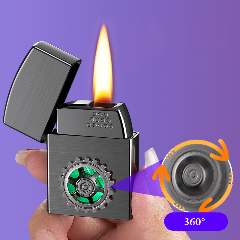 New Creative Smart Gas Unfilled-Electric Lighter Decompression Turntable Voice-Controlled Ignition Usb Charging R Accessorie W260202