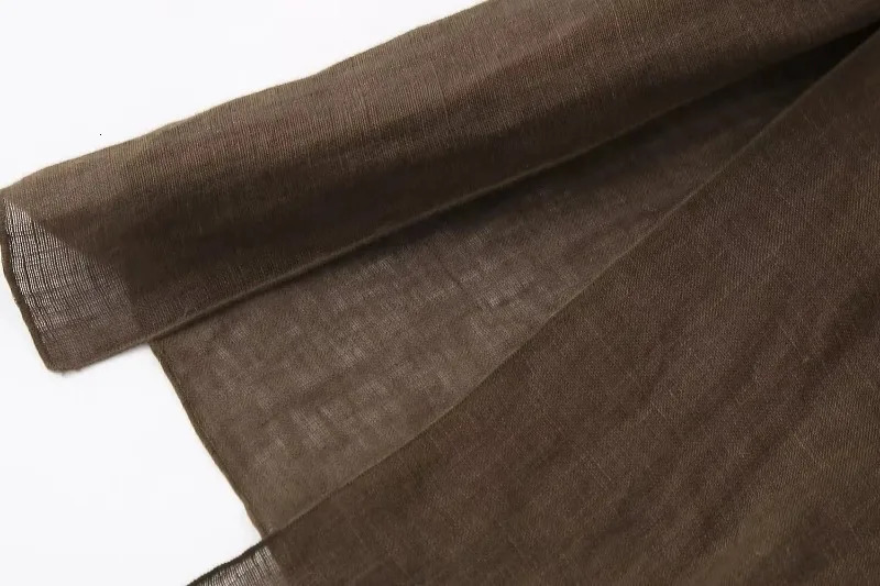 Spring Linen Suits for Women 2024 Fashion Brown Cardigan Kimono Top Lace Up Wild Casual Womens Wide Leg Pant 2 Pcs Set 240701