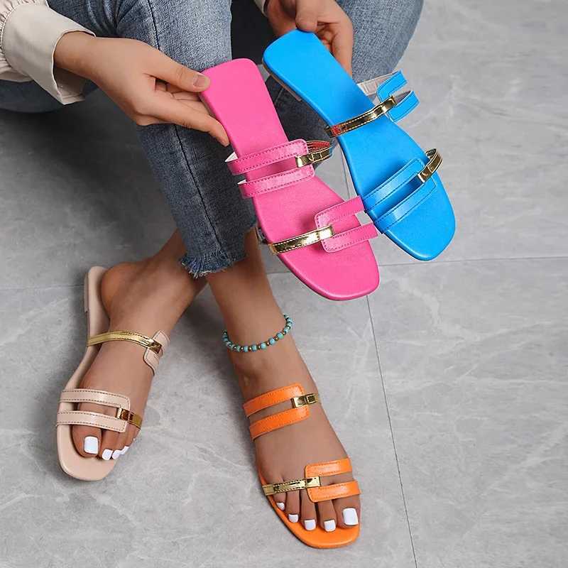 Slippers Womens summer flat shoes informal shallow bottomed dress flip flops convertible Roman slippers heel sandals new products for 2023 XW6.5