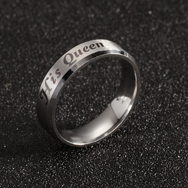 Popular Silver Black Stainless Steel Rings His Queen Her King Rings Fashion Couple lover Promise Ring for Women Man Distance Ring Gift Fashion Jewelry