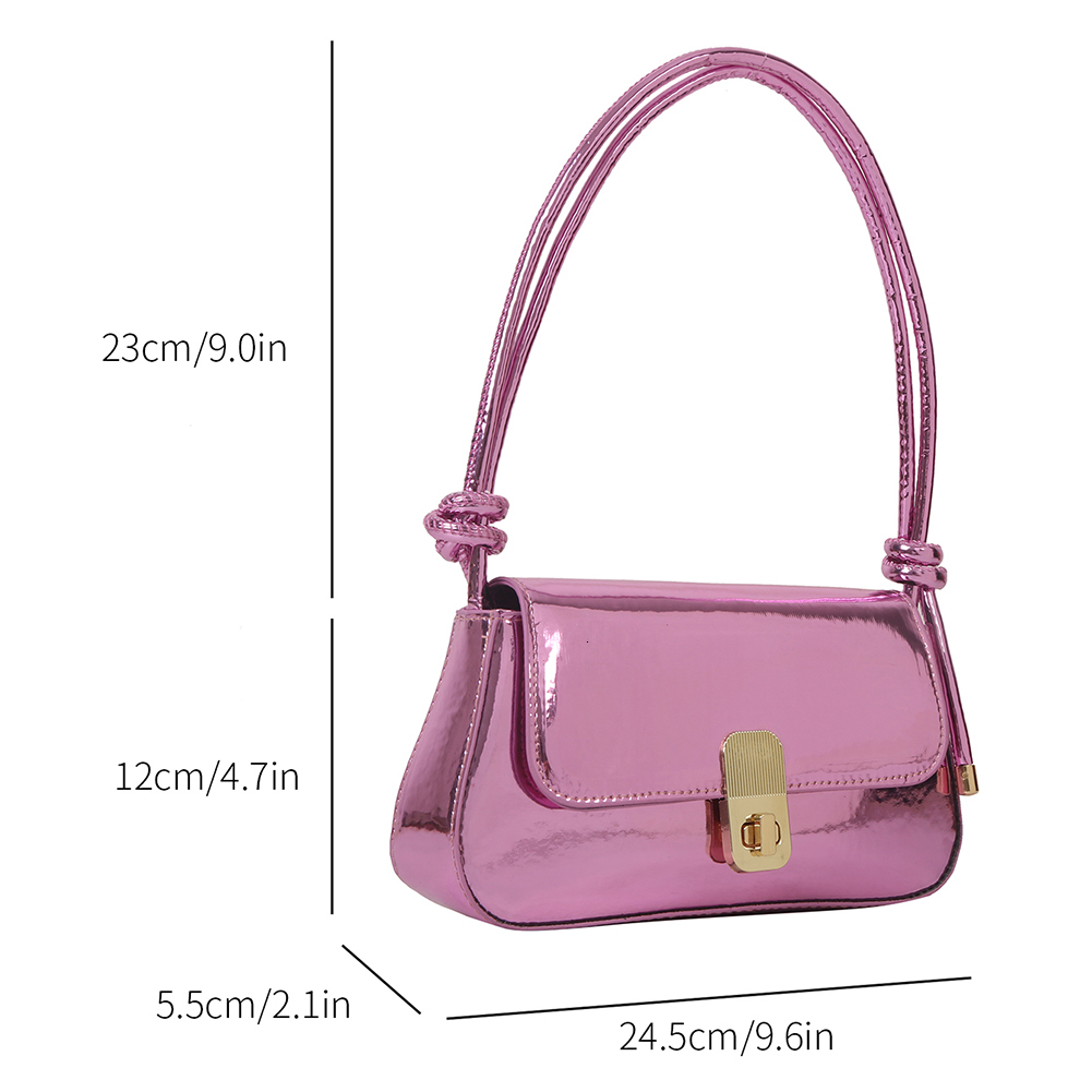 Women Crossbody Knotted Straps Bright PU Casual Handbags Underarm Fashion Simple Hasp Closure Female Messenger Bag Totes H7.3#16.5 ddmy 8a29