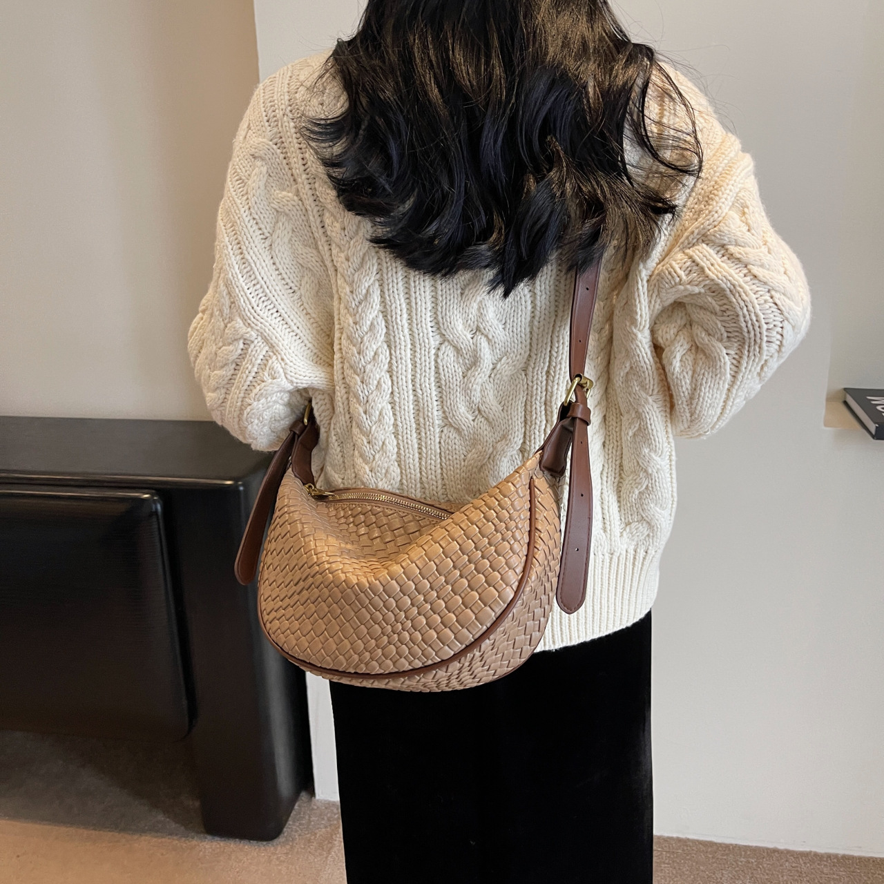 Women Daily Adjustable Strap Woven Simple Hobo Solid Color Stylish Shoulder Shopping Bag H7.3#39.14 ddmy a2b0