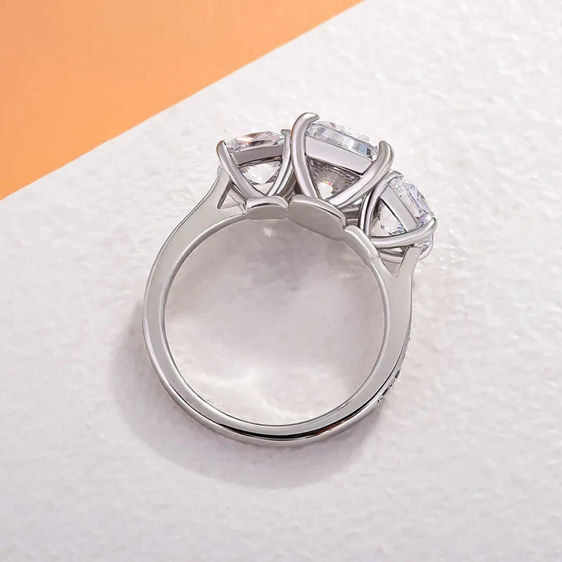 Drop Ship Stunning Wedding Rings Choucong Elegant Luxury Jewelry Three Stone 925 Sterling Silver Cushion Shape 5A Zircon CZ Diamond Women Wedding Ring
