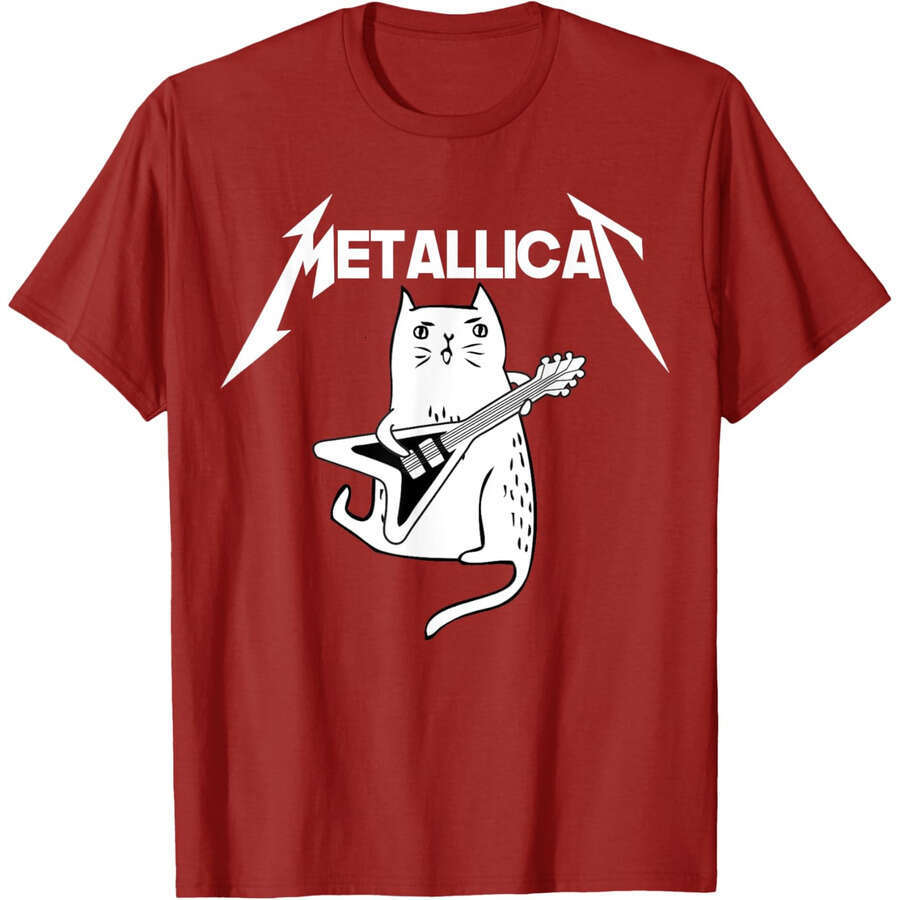 Designer Mens Womens T shirts tshirt S tees clothes tops Mettalicat Rock Band Guitar Funny Christmas Gift T-Shirt