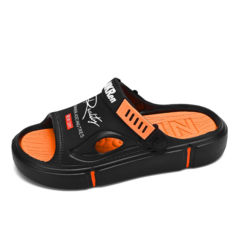 One word slipper for men, summer wearing with a feeling of stepping on feces, soft soled sports sandals for men, beach casual slippers, large size
