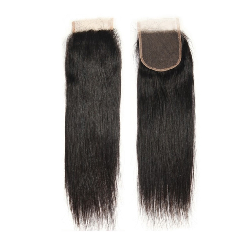 Brazilian Malaysian Indian 100% Human Virgin Hair 4X4 Lace Closure Free Part Straight 10-24inch Natural Color