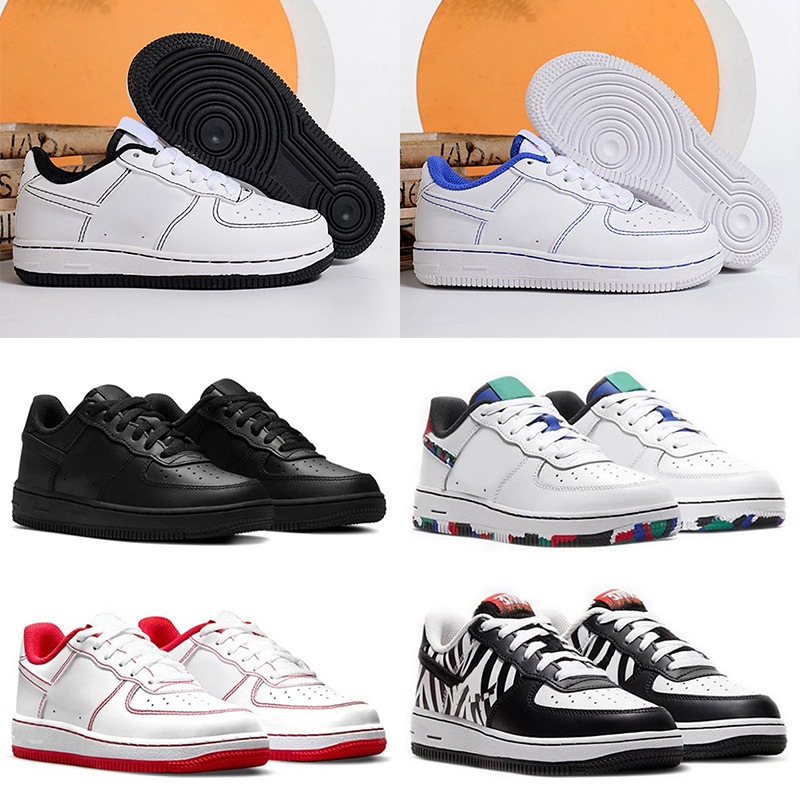 Fashion Kids shoes Forse 1 trainers shadow Boys triple white Black Spruce Aura Pale Ivory Washed Coral Aurora Sapphire Girls sneakers Designer outdoor Eur 28-35