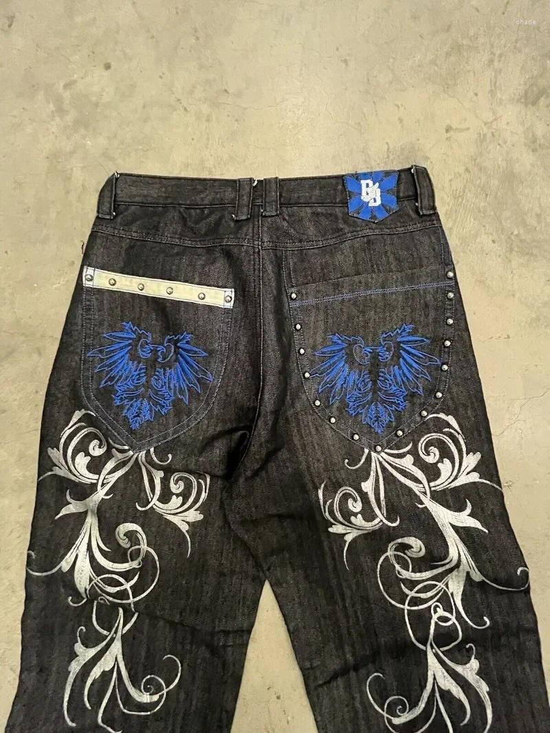 Mens Jeans Retro Y2K Antarctic Style Blue Reflects Brooklyn Basement For Men And Women Harajuku Gothic Denim Trousers Street Wear