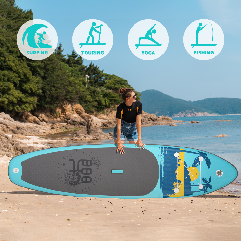 FunWater Surfboard paddleboard 335*83*15CM inflatable stand up paddle board sup supboard padel water sport with Backpack Paddles coconut tree koi monk
