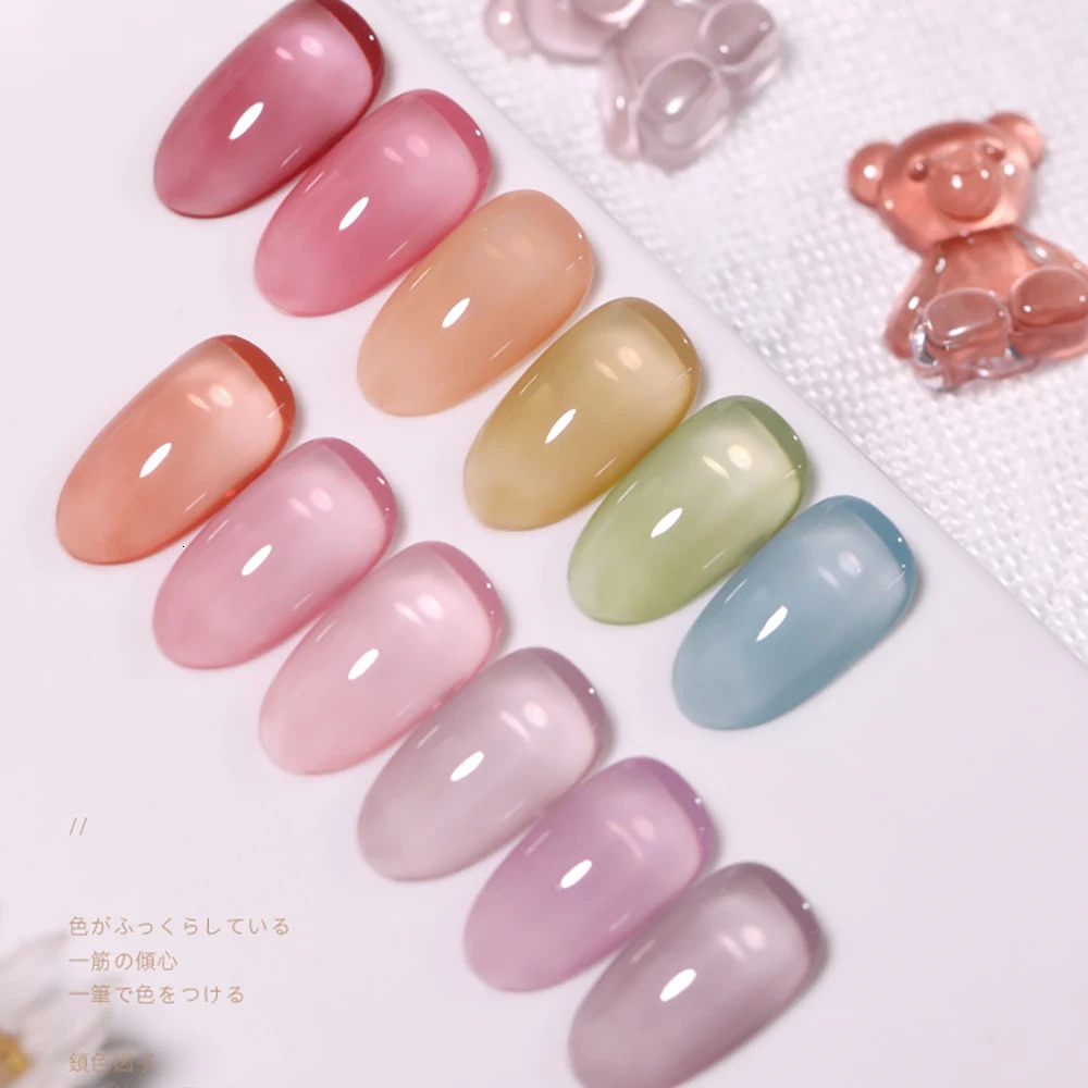 Vendeeni 24 Colors Jelly Transparent Gel Nail Polish Nude Pink Skin Color UV Soak Off Gel Varnish Jade Nail Art Gel Lacquer 15ml 240702