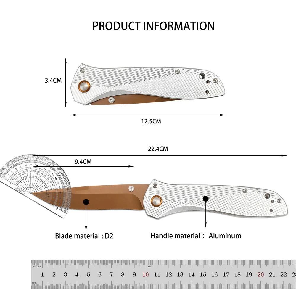 4Models 710FE-24 Seven | Ten Folding Knife 4 CPM-D2 Drop Point Blade Machined Aluminum Handles Outdoor Hunt Camp Survival Tactical Pocket Knives 710/7