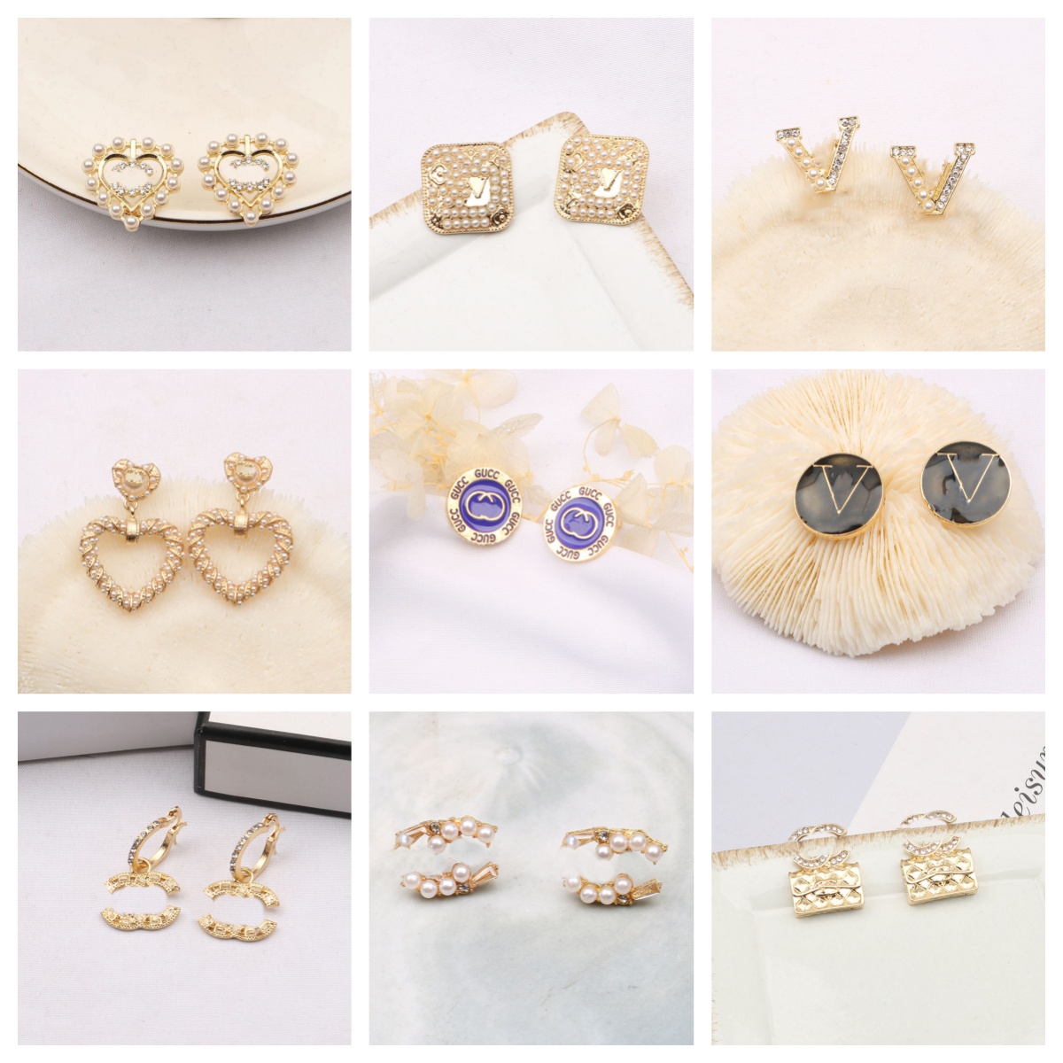 Classic Fashion Gold Plated Earrings Designer Brand Letters Stud Earring Crystal Geometric Jewelry Women Accessories Party Wedding Gift 20Style