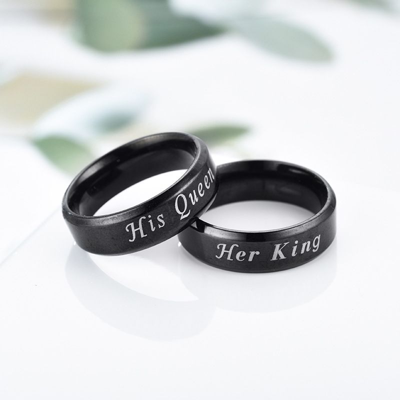Popular Silver Black Stainless Steel Rings His Queen Her King Rings Fashion Couple lover Promise Ring for Women Man Distance Ring Gift Fashion Jewelry