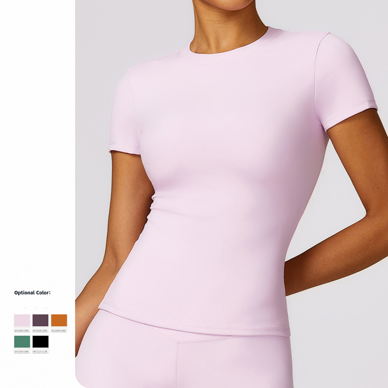 New models for 2025 Womens Yoga Tops Cew Neck Finess Short Sleeve T Shirt Skinfriendly Workout Breathble Cotton Tight Top Women