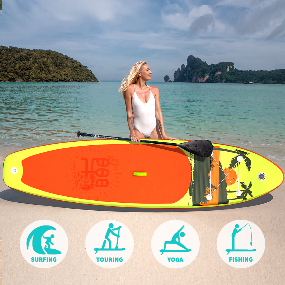 FunWater Surfboard paddleboard 335*83*15CM inflatable stand up paddle board sup supboard padel water sport with Backpack Paddles coconut tree koi monk