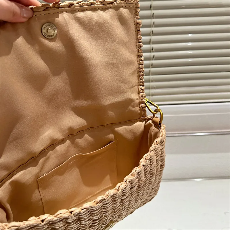 Women Designer Woven Bag Summer Straw Handbag Letter Chain Designers Crossbody Female Shoulder Bags Brand Cross Body Purse 24731BF
