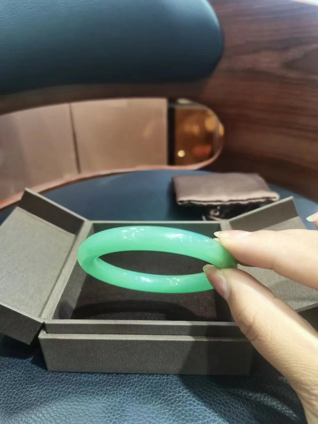 Original Ecological exquisite Green Jadeite Bracelet Genuine Dongling Jade Bangle circular Handring Lucky Fine Jewelry 240627
