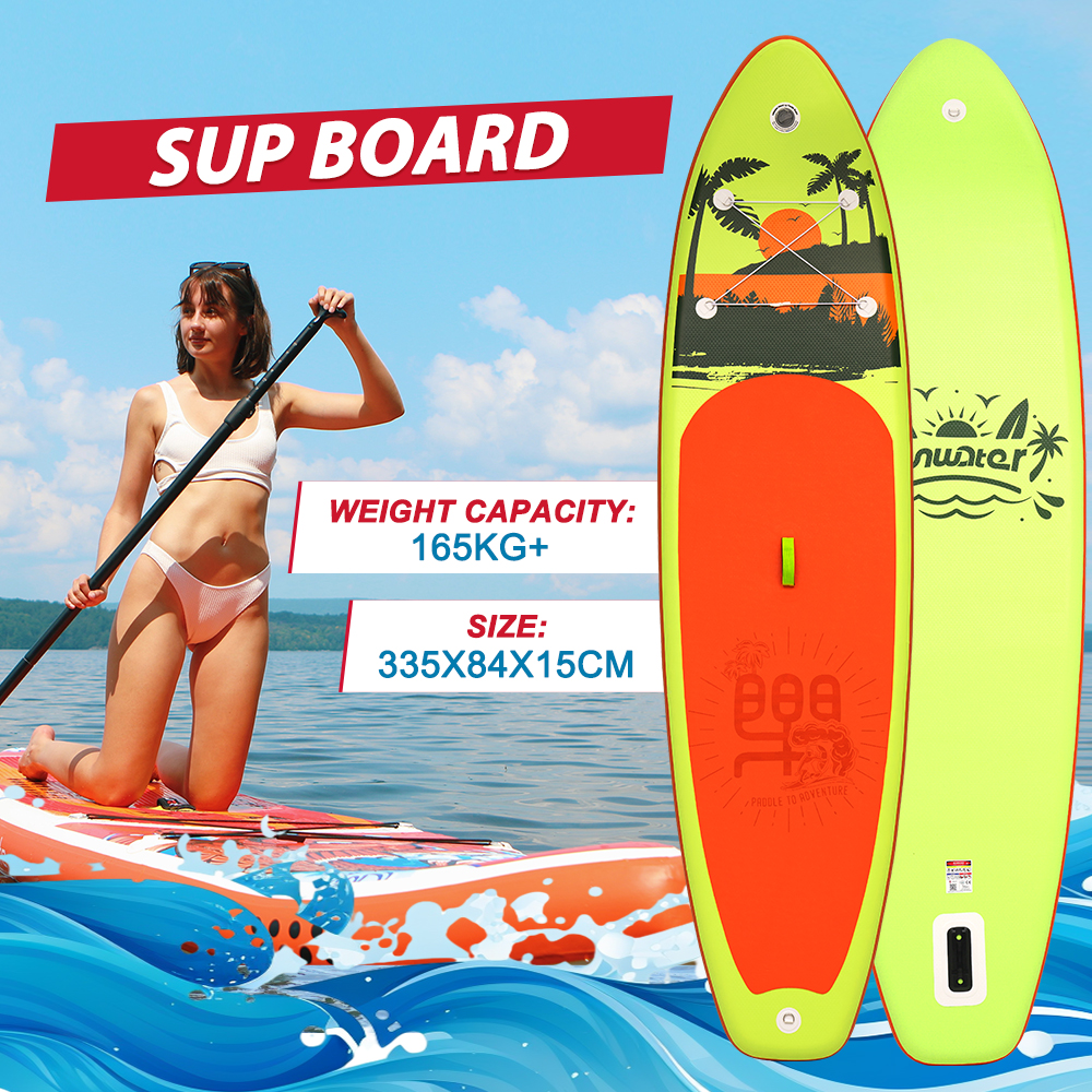 FunWater Surfboard paddleboard 335*83*15CM inflatable stand up paddle board sup supboard padel water sport with Backpack Paddles coconut tree koi monk