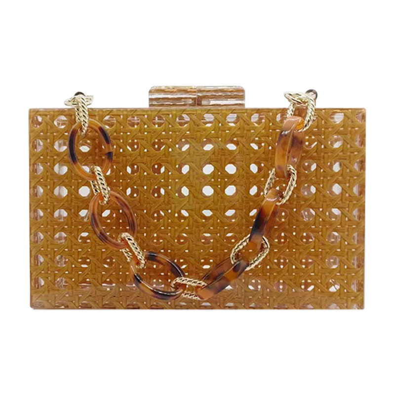 Luxury Brand Women's Shoulder Bag Evening Tote Bags Suitcase Cane Acrylic Imitations Brands Dresses Crossbody Phone Mini Purse