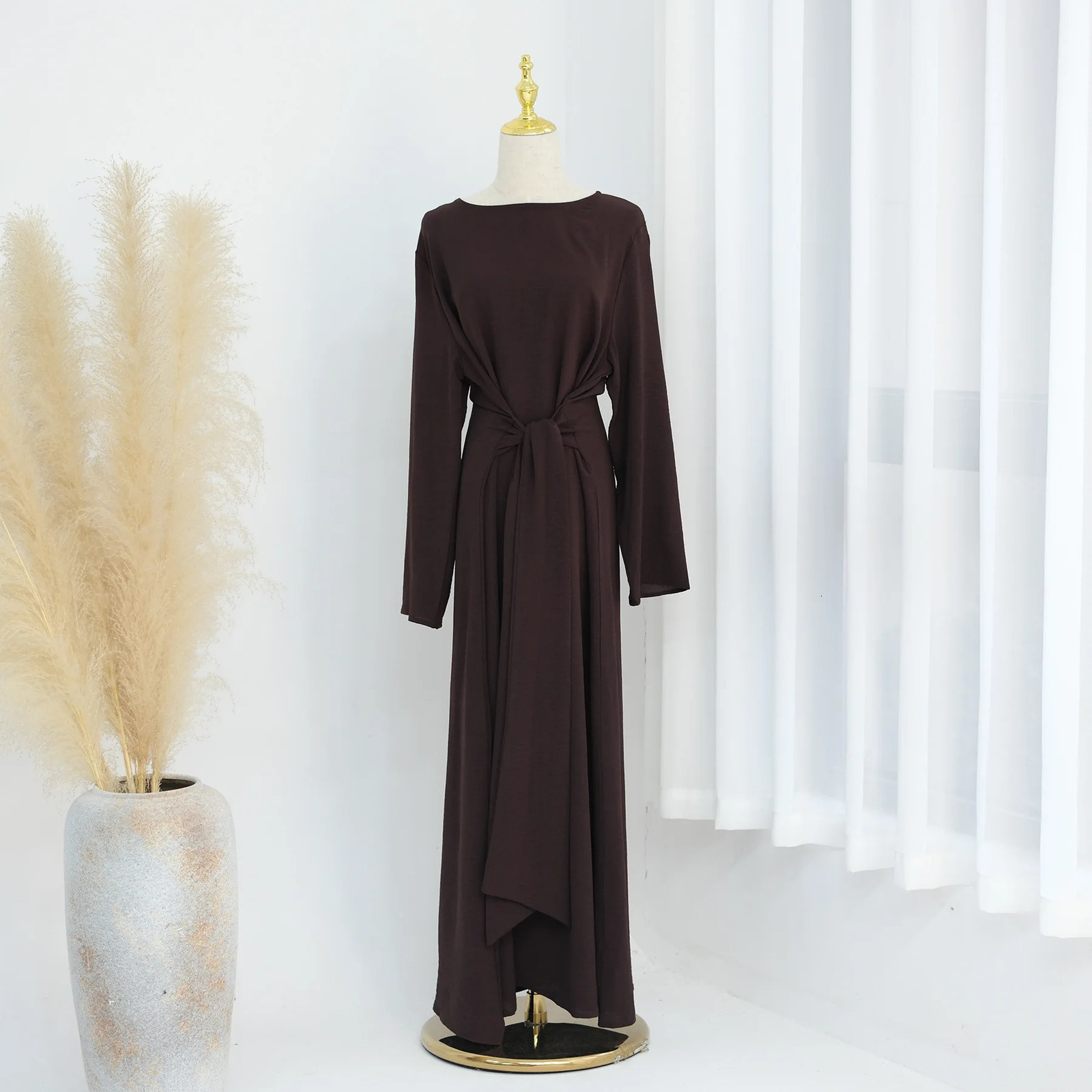 2024 Saudi Arabia Muslim Modest Dress for Women Ramadan Dubai Abaya Islam Solid Color Prayer Clothing Fashion Turkey Plain Gown 240701