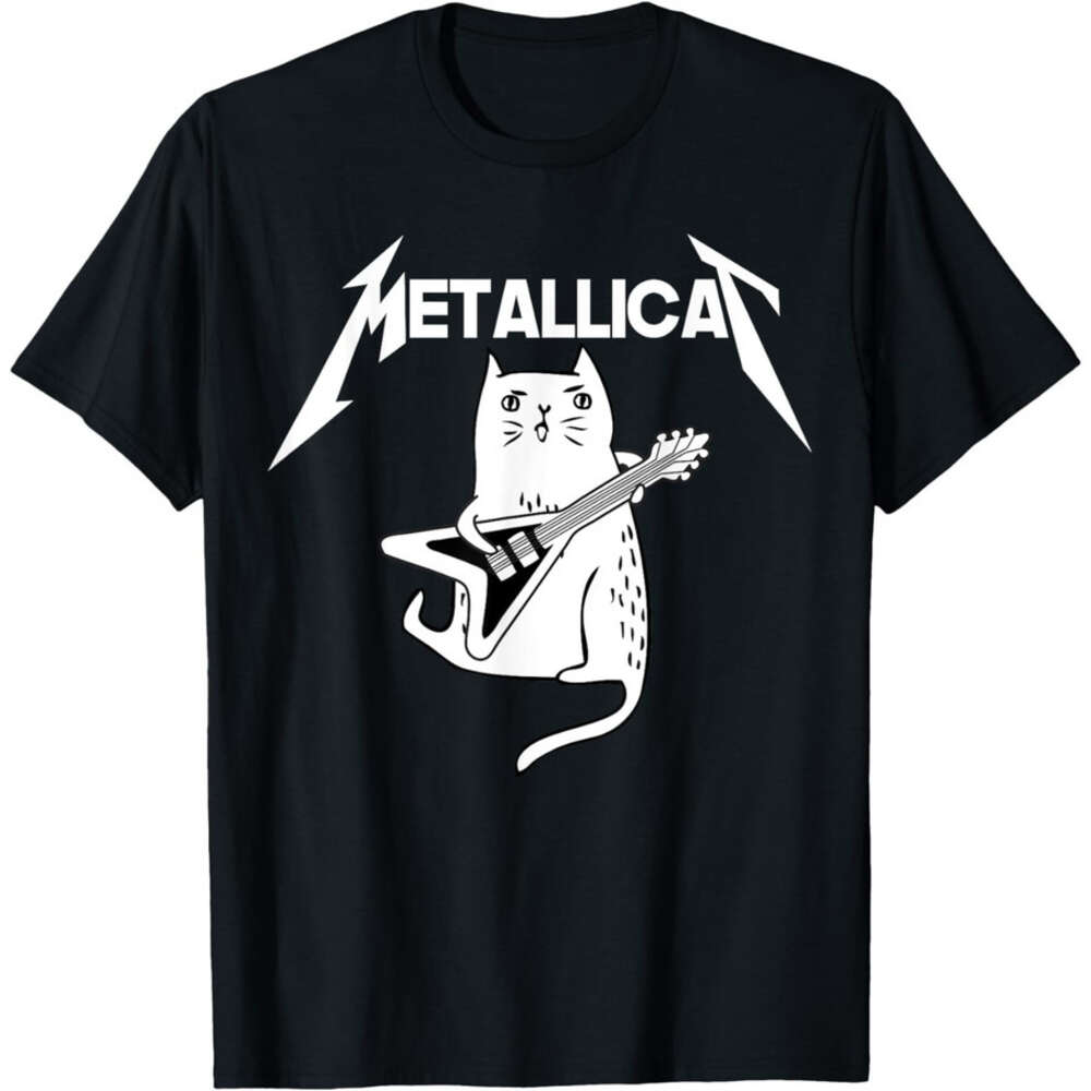 Designer Mens Womens T shirts tshirt S tees clothes tops Mettalicat Rock Band Guitar Funny Christmas Gift T-Shirt