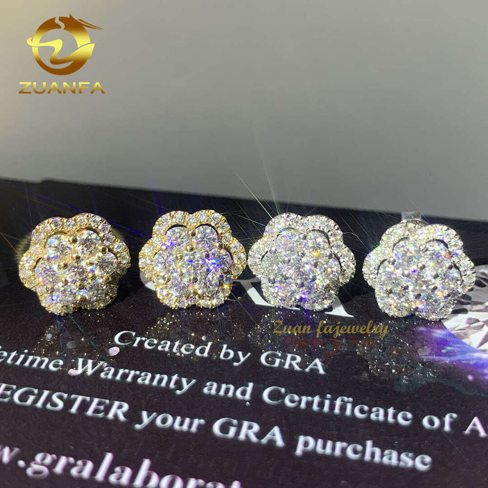 Hot Wholesale Unique Small Fancy Shiny 10K Real Gold Diamond Moissanite Stud Earrings For Men