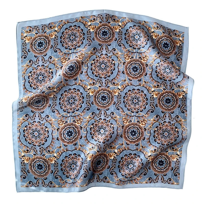 2024 Pashmina 100% Mulberry Silk Scarf Fashion Women Summer Beach Small Scarves Shawl Poncho 53*53cm Hijab Bandana Kerchief 240702