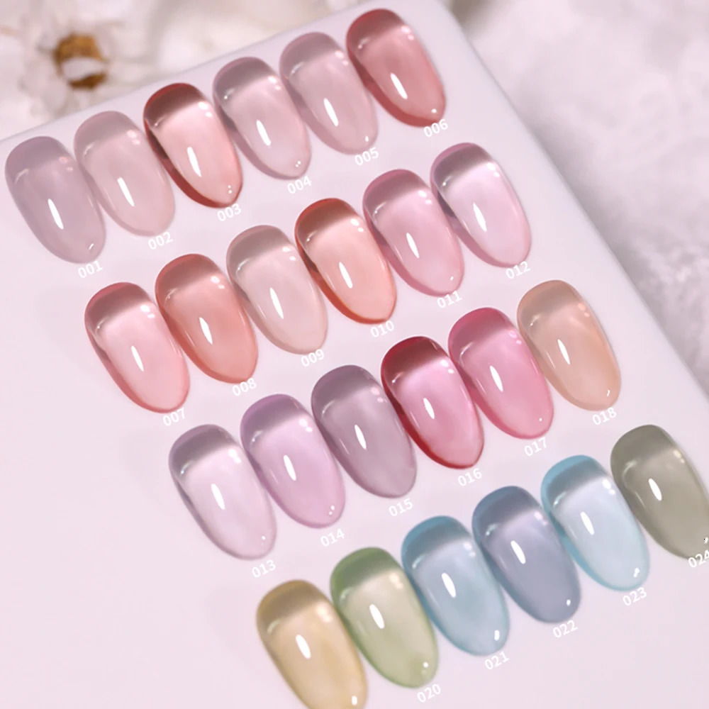 Vendeeni 24 Colors Jelly Transparent Gel Nail Polish Nude Pink Skin Color UV Soak Off Gel Varnish Jade Nail Art Gel Lacquer 15ml 240702