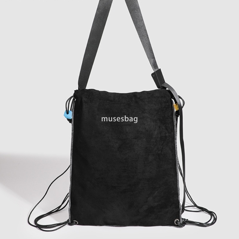 High quality women's high-end new fashion niche black star drawstring simple and large capacity backpack crossbody bag Instagram trend multiple c