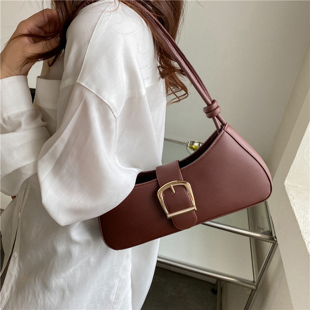Women Handbag PU Leather Underarm Fashion Solid Color Hobos Shoulder Crossbody Bags Casual Handbags Totes Pouch ddmymoon