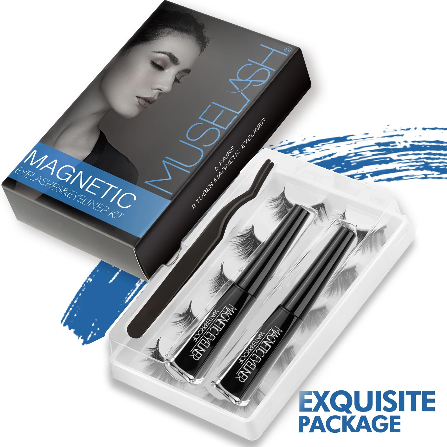 3D Magnetic Eyelashes with Eyeliner Kit 5 Pairs Reusable False Eyelashes Natural Look Magnetic Lashes 240702