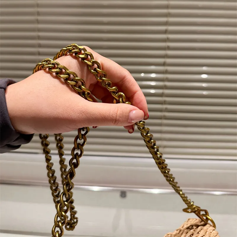 Women Designer Woven Bag Summer Straw Handbag Letter Chain Designers Crossbody Female Shoulder Bags Brand Cross Body Purse 24731BF