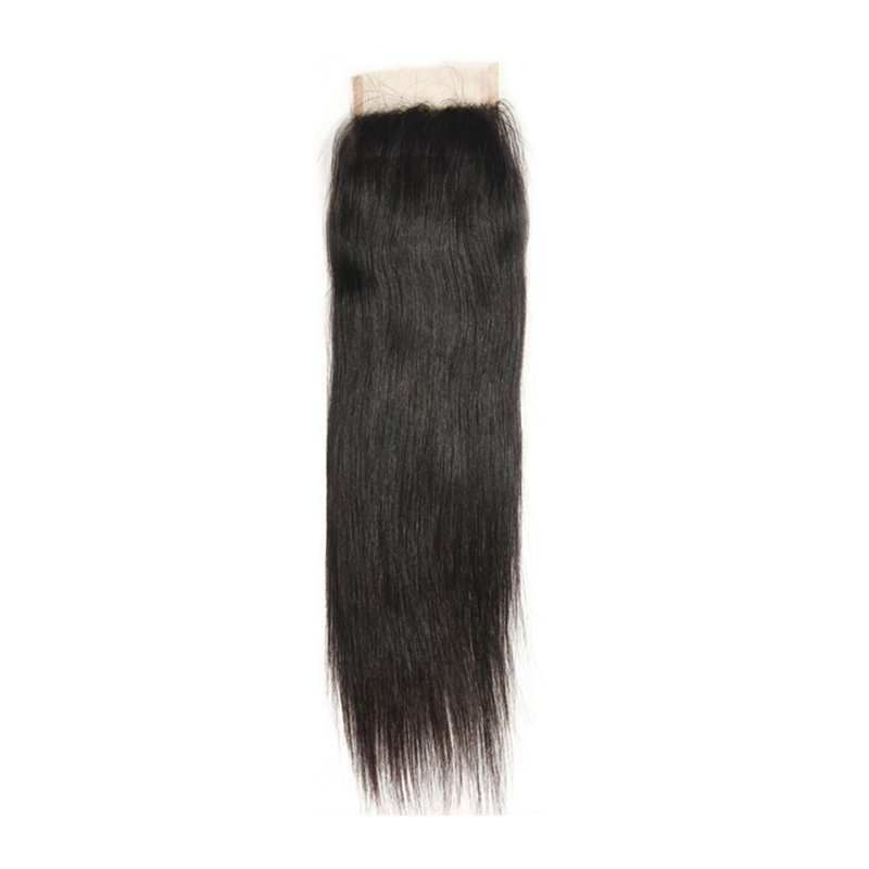 Brazilian Malaysian Indian 100% Human Virgin Hair 4X4 Lace Closure Free Part Straight 10-24inch Natural Color