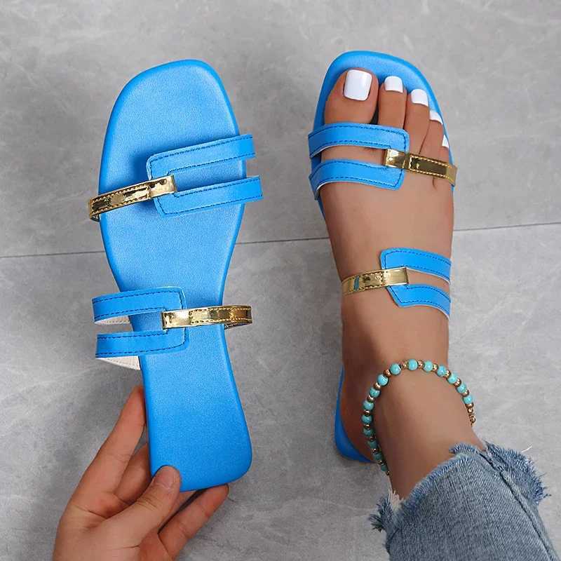 Slippers Womens summer flat shoes informal shallow bottomed dress flip flops convertible Roman slippers heel sandals new products for 2023 XW6.5